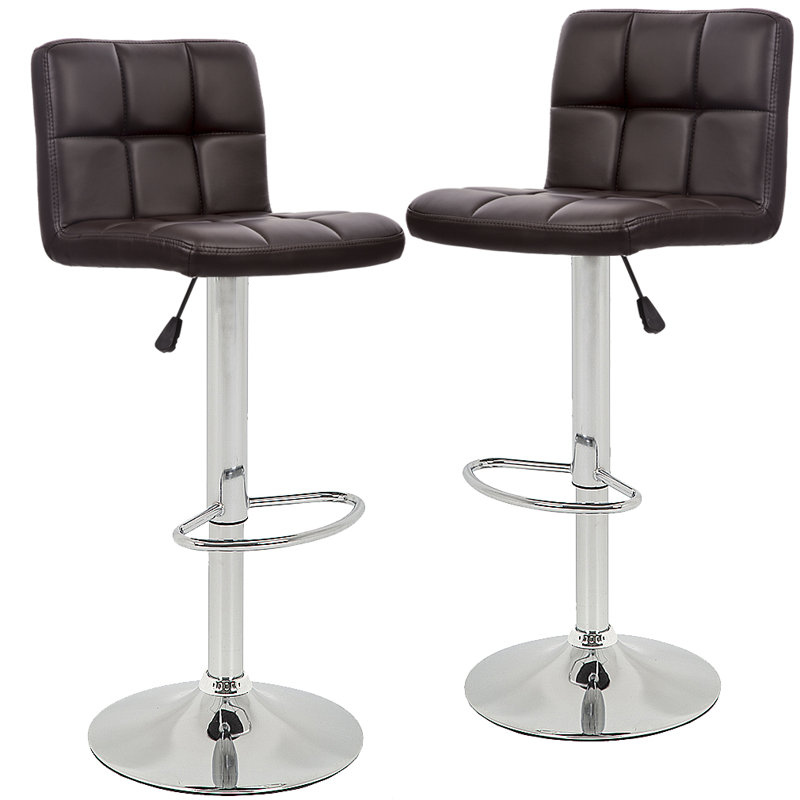 Ensemble de 2 tabourets de bar pivotants en cuir et pivotants en cuir de polyuréthane réglables à hauteur de comptoir avec repose-pieds pour la salle à manger