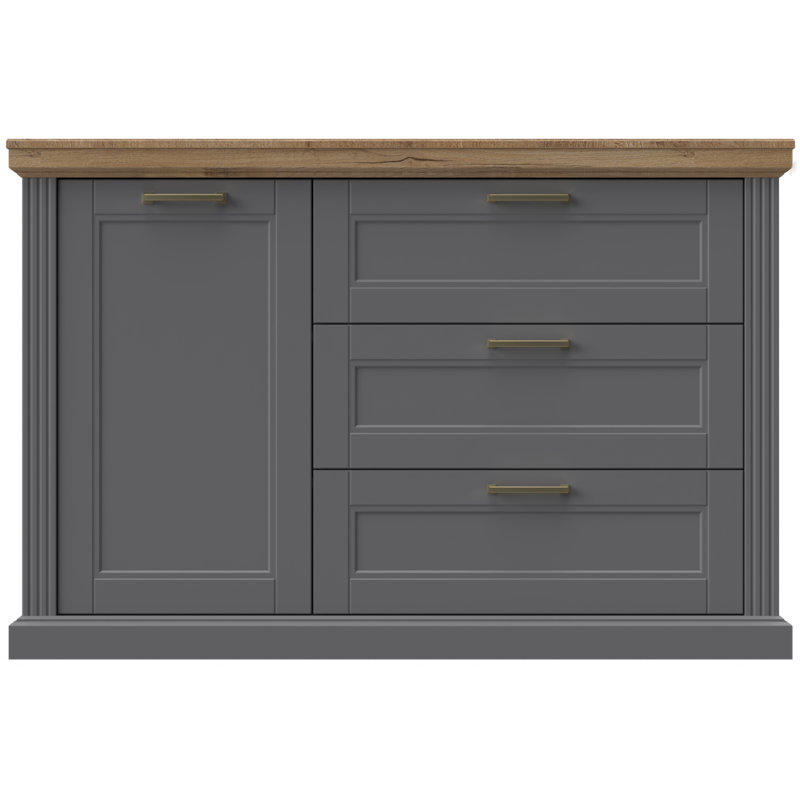 Commode combinée 3 tiroirs l 54 po, gris