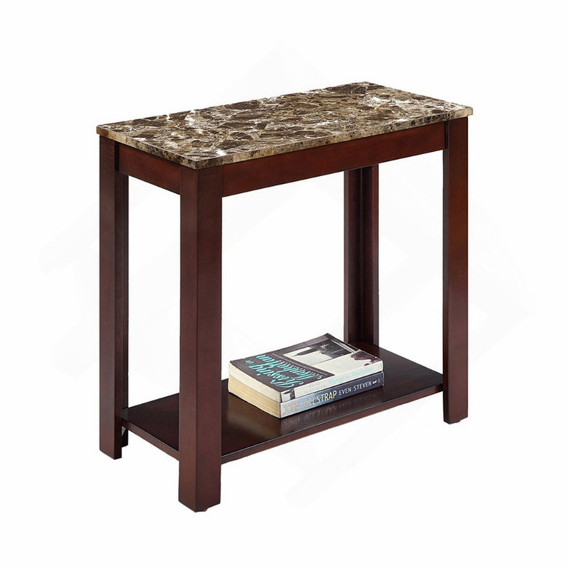 Table de bout en bois avec plateau en marbre