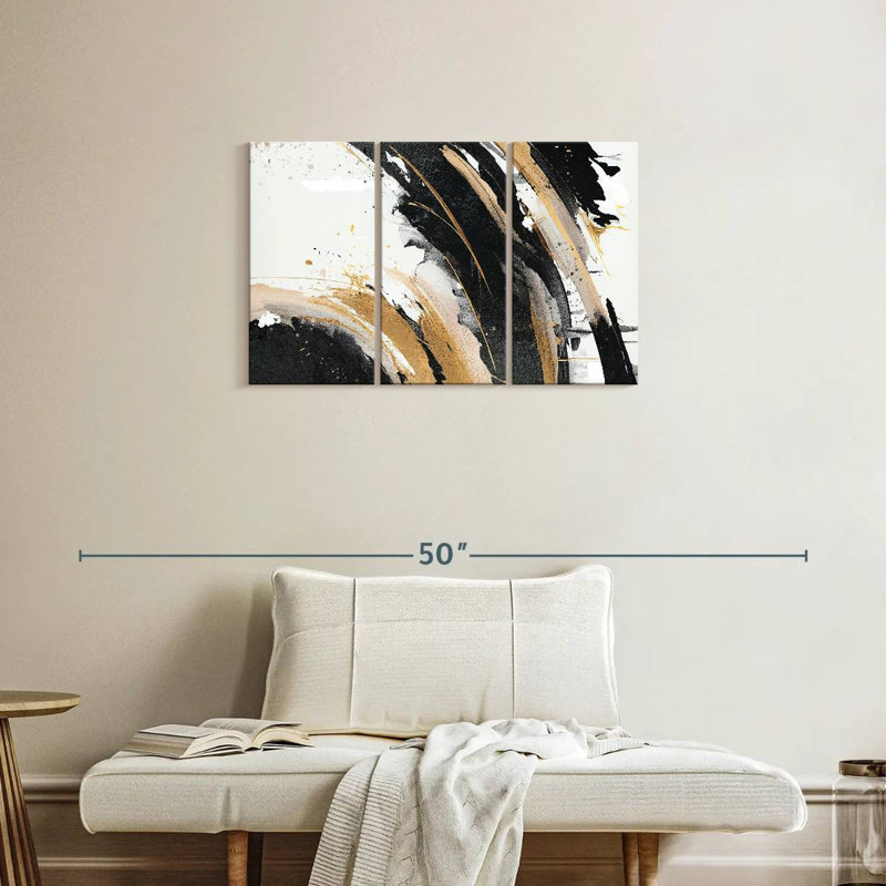 Avery beige stries dorées I, H 20 po x l 33 po