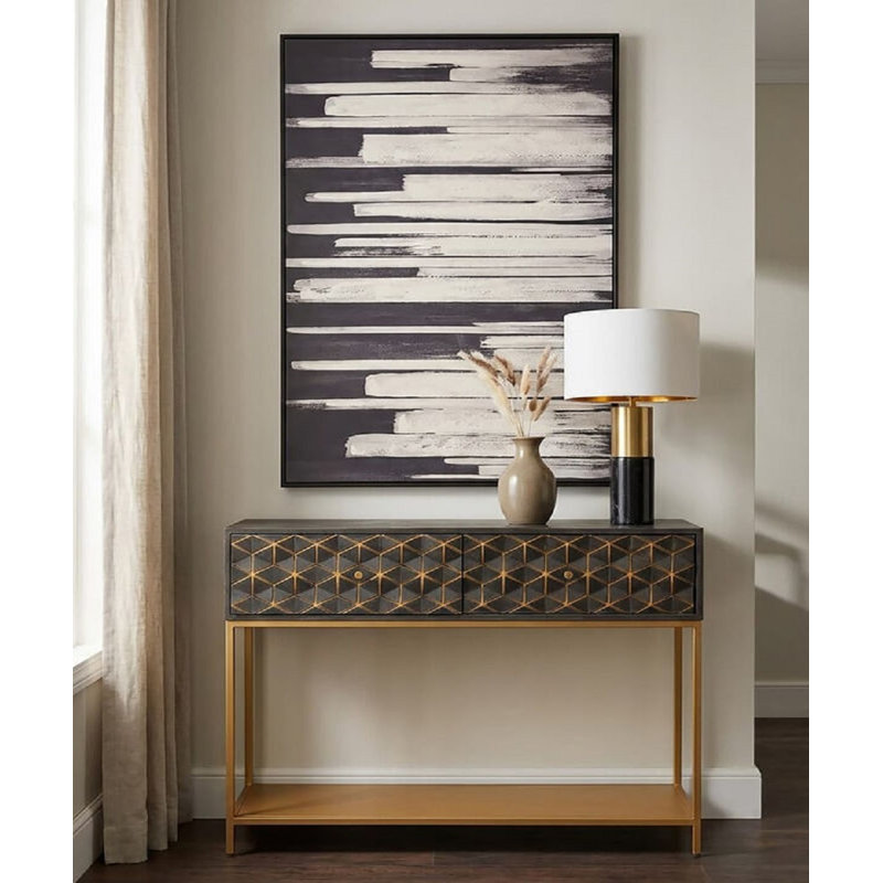 115 cm W Solid Wood Top Console Table