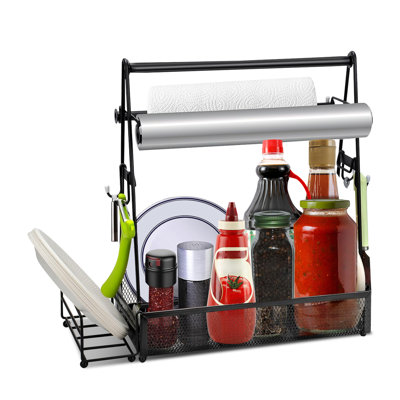Rangement portatif en métal pour ustensiles de barbecue, organisateur à plusieurs compartiments avec pièces détachables, montage facile pour terrasse, jardin, VR et cuisine intérieure