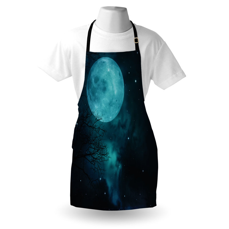 Tablier East Urban Home Space unisexe, cosmos lune, taille adulte, bleu pétrole