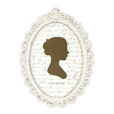 Vintage Picture Frame, Oval Antique Photo Frames With Glass Front, Luxury Photo Display,( 5X7 Inch/White)