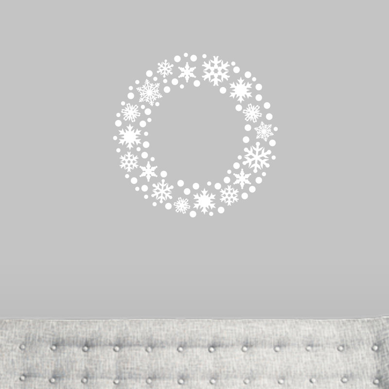 Décalcomanie murale couronne flocon de neige, Blanc