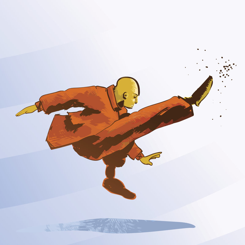 Martial Arts - Kung Fu Kick - Wrapped Canvas Print, 30cm H x 30cm W