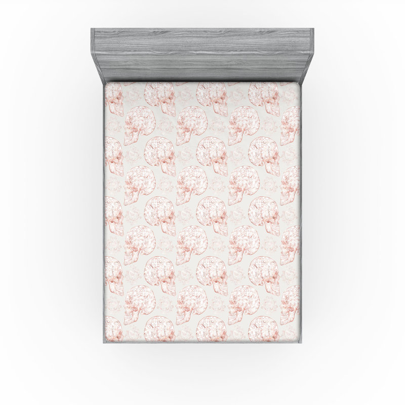 Drap-housse Ambesonne, Saumon foncé, coquille d'œuf / damas, Drap-housse grand
