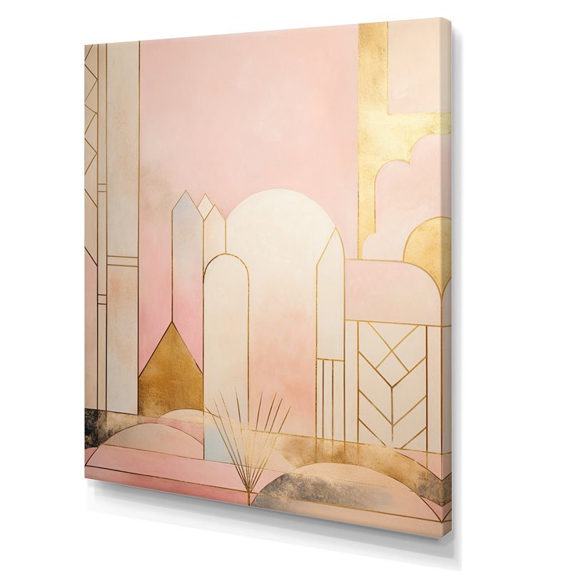 «Golden Moon Dreaming Retro Illustration Rose Gold», reproduction sur toile, H 44 po x l 34 po x P 1,5 po, Toile tendue