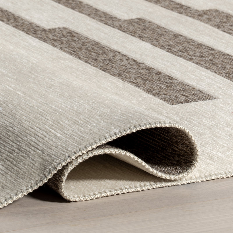 Sofya Abstract Striped Reversible Machine Washable Area Rug, Rectangle 4' x 6'