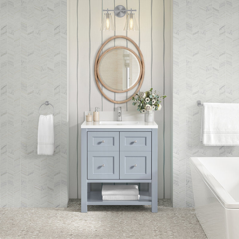 Breckenridge 30'' W Single Vanity, Serenity Blue, White Zeus, Single-Hole