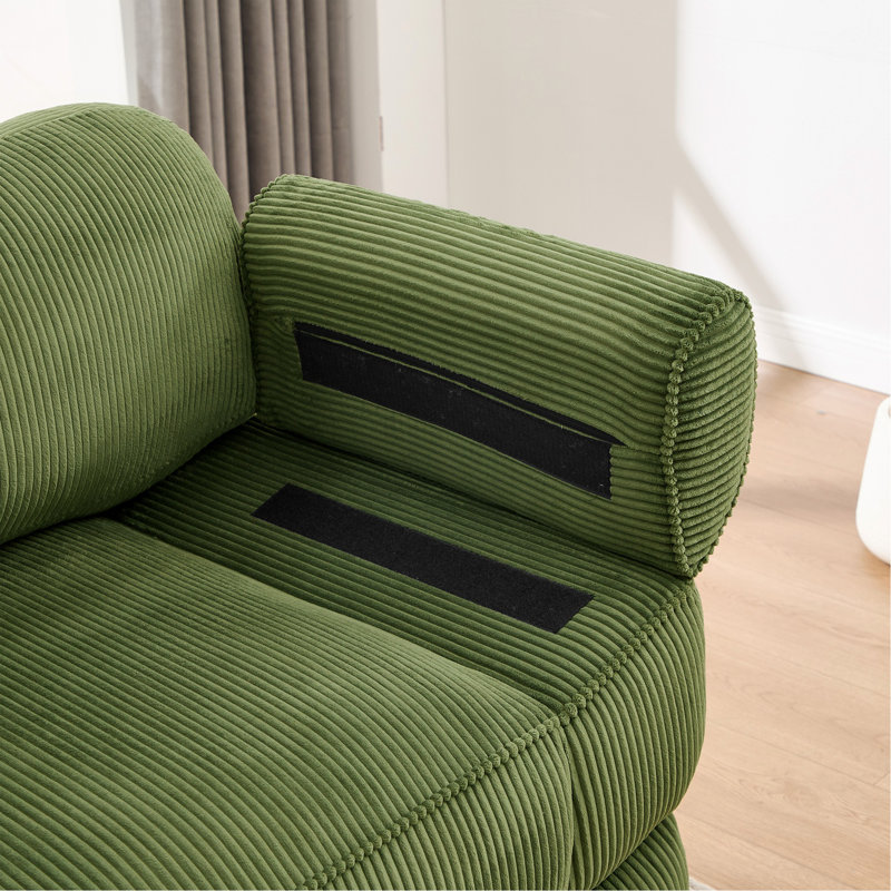Repose-pieds en velours côtelé - Vert, Vert