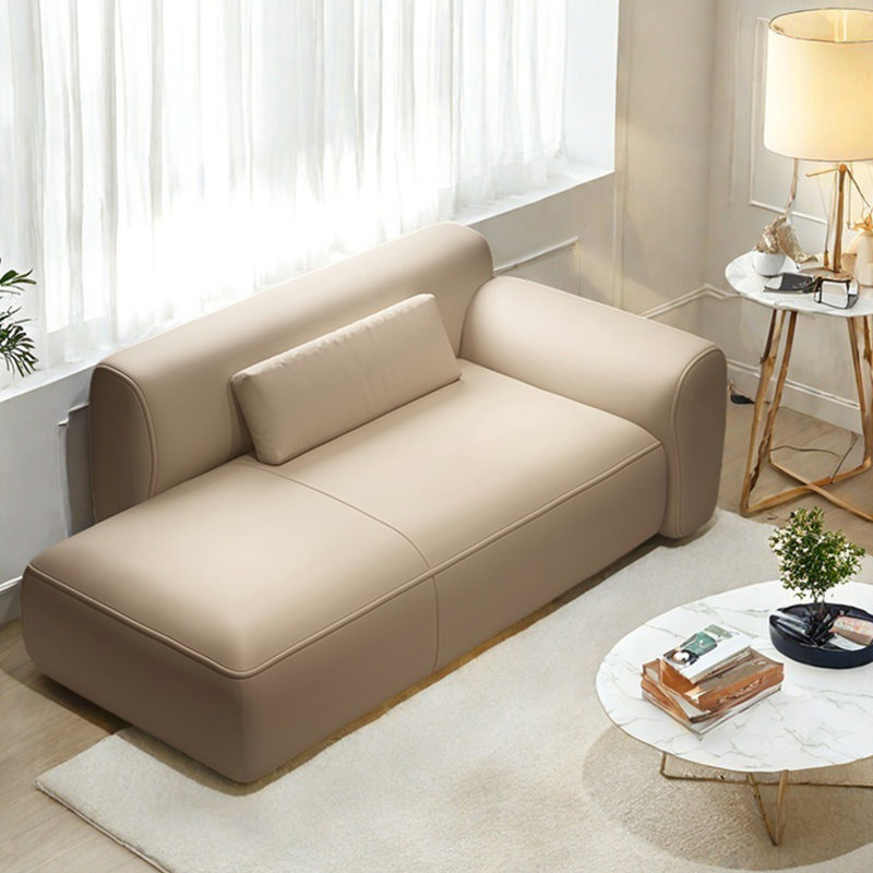Méridienne légère et luxueuse en similicuir, Orienté à droite, Beige