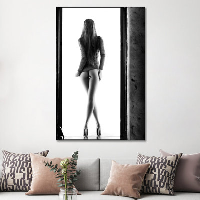 Woman Standing In Doorway by Johan Swanepoel - Wrapped Canvas Print