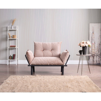 Causeuse futon beige, structure en métal, P 49,61 po x l 24,52 po H 34,39 po, poids 29,88 lb - Métal, profondeur 49 po, largeur 24 po, hauteur 35 po, poids 30 lb