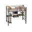 Lit mezzanine avec bureau intégré - structure en métal robuste et 3 tablettes de rangement-546921541