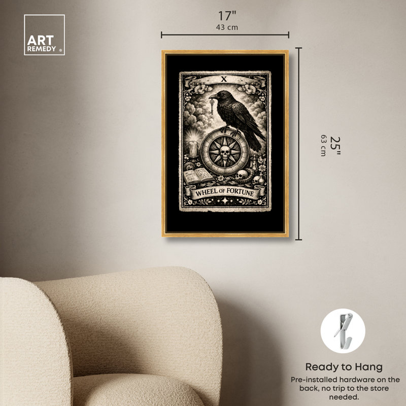 «Spooky Fortune Tarot Card», impression sur toile encadrée par Art Remedy, cadre doré, 16 x 24, 25"H x 17"W, Gold Frame