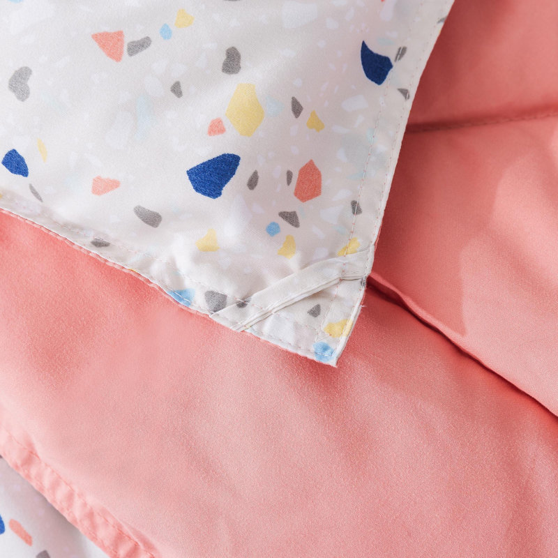 Polyester Channel Comforter, Twin Comforter + 4 Additional Pieces, Cream Pink