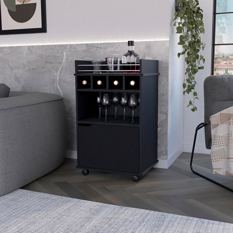 Chariot-bar Kinsley, salon, Noir