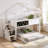 Twin over Full House Bunk Bed with Storage Staircase and Blackboard, Solid Wood Frame-2100132608