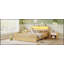 Structure de lit double en rotin avec lumières DEL et tête de lit à rangement, lit plateforme double avec barrières de sécurité pour enfants, naturel-129171782