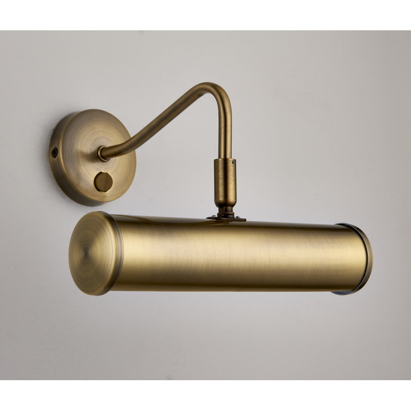 1 - Light Hardwired Wall Mounted Picture Light, 18.5 cm H x 23 cm W, Antique Brass