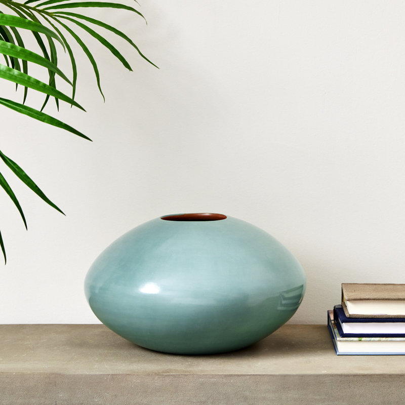 Zayas Handmade Terracotta Table Vase, Pastel Blue