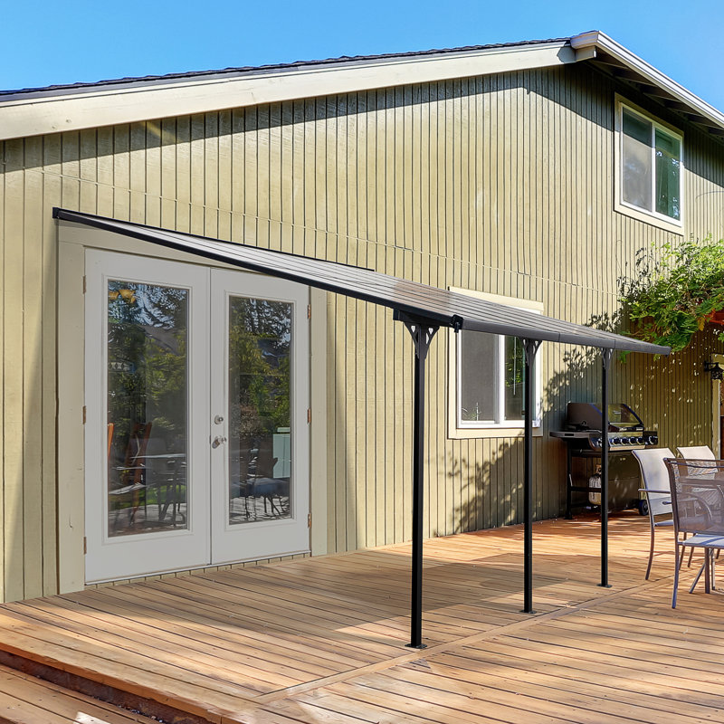 Outsunny Gray Aluminum Pergola with UV Blocking Polycarbonate Roof