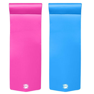 TRC Recreation Splash 1.25" Thick Pool Float Mats, Bahama Blue/Flamingo Pink (Set of 2)