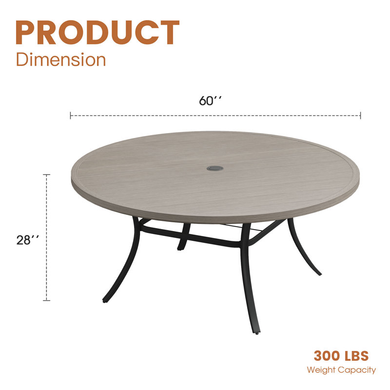 Table de salle à manger 60 ", Bois brossé gris