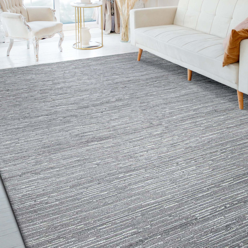Tapis argent noué à la main de haute qualité, Rectangulaire 8 pi x 10 pi