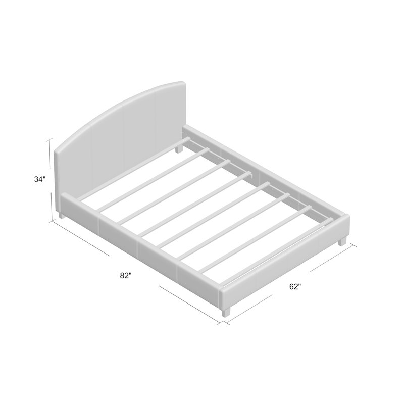 Lit plateforme tapissier Modern, Double, Blanc