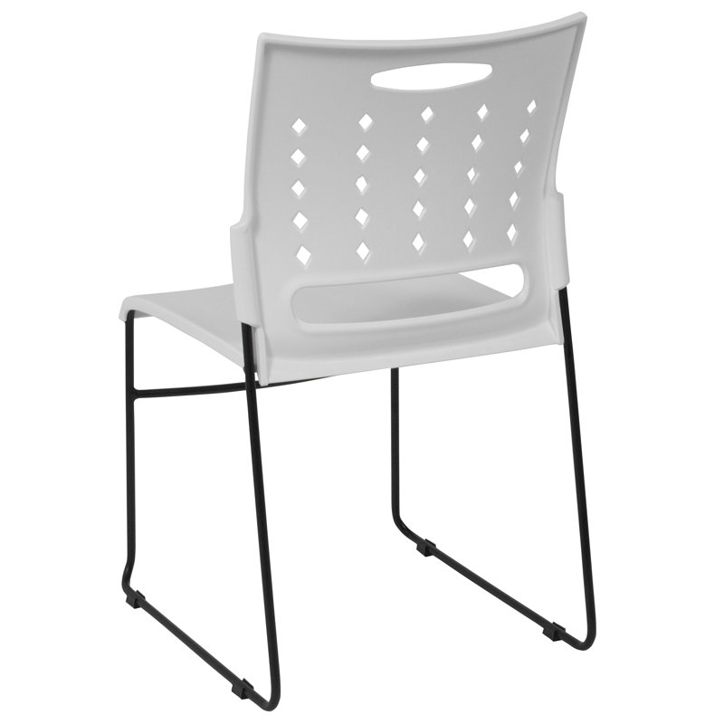 Heidi 881 lb. Capacity Sled Base Stack Chair with Air-Vent Back, White