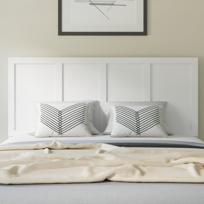 Raima Paneled Solid Wood Adjustable Headboard for Universal Metal Bed Frames