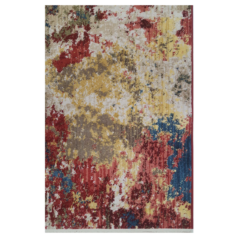 Tapis rouge Alkmene, tissé à la machine, 2x8, Turquie, Tapis de couloir 2 pi x 8 pi