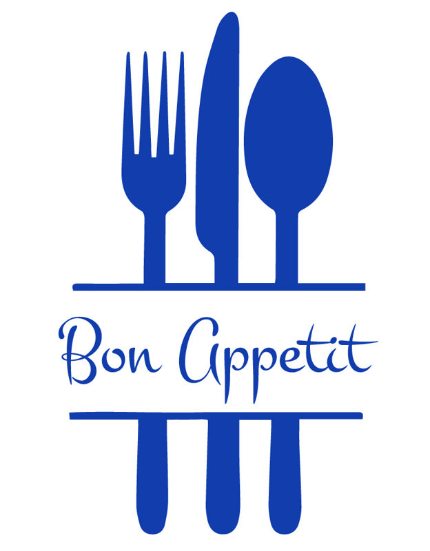 Décalcomanie murale de cuisine bon appetit, Bleu foncé, H 57 po x l 35 po x P 0,01 po
