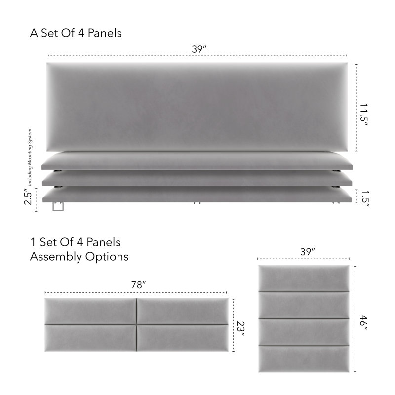 Velvet Wall Paneling in Platinum Gray