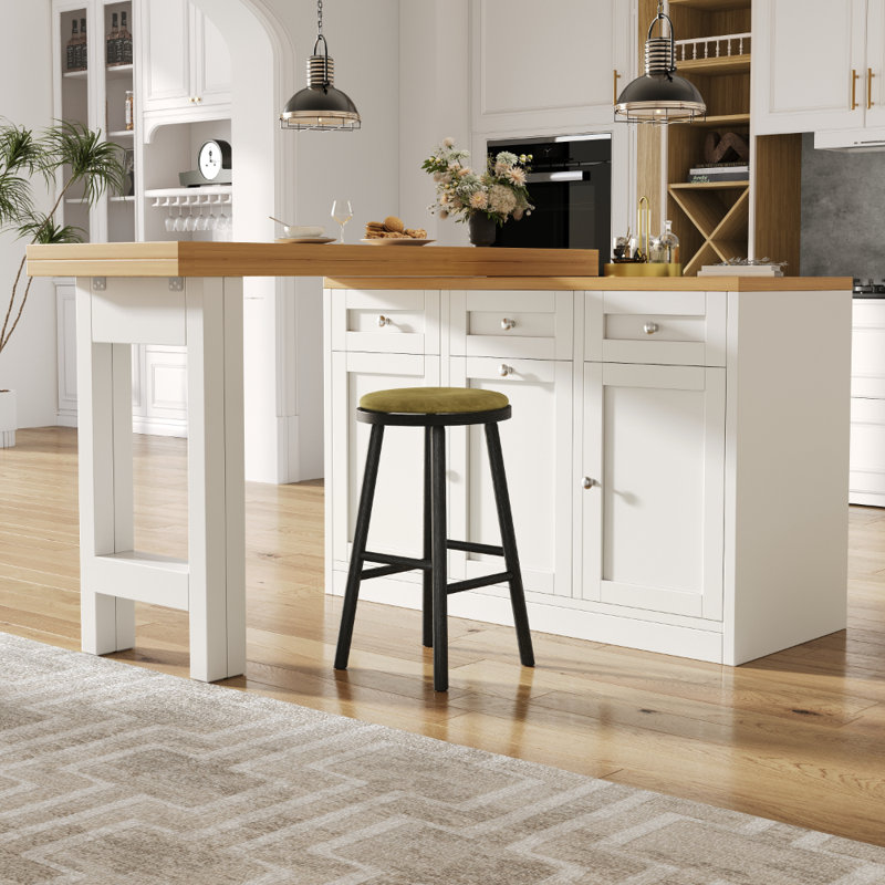 Wood Kitchen Island, White