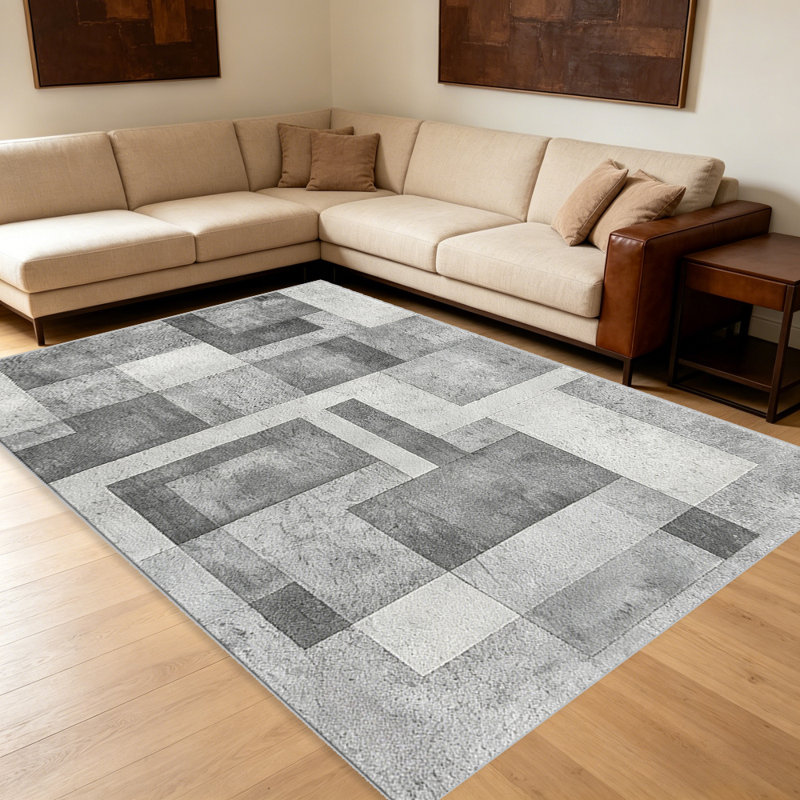 Grey   area rugs for Living Room, Soft and Comfortable, Suitable for all seasons, easy to maintain, machine washable Indoor floor mat, Under Table Farmhouse suitable for Bedroom, Dining Room, Study,  Balcony, Home Decor Patio
