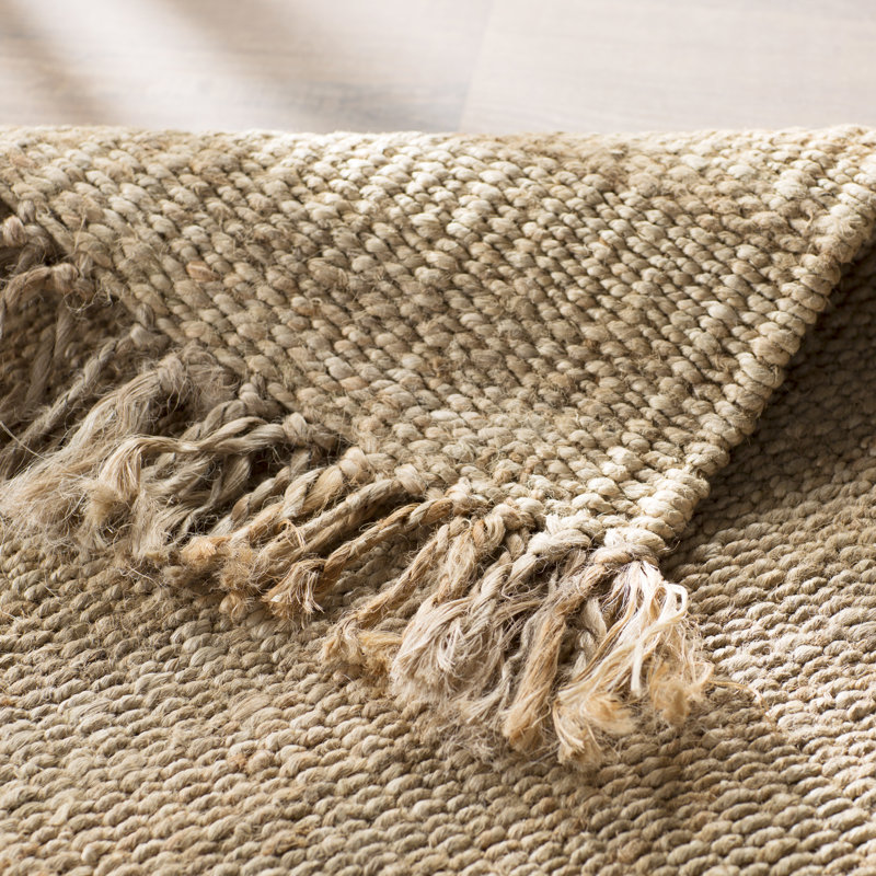 Tapis brun tissé à la main et à plat, Carré 8 pi