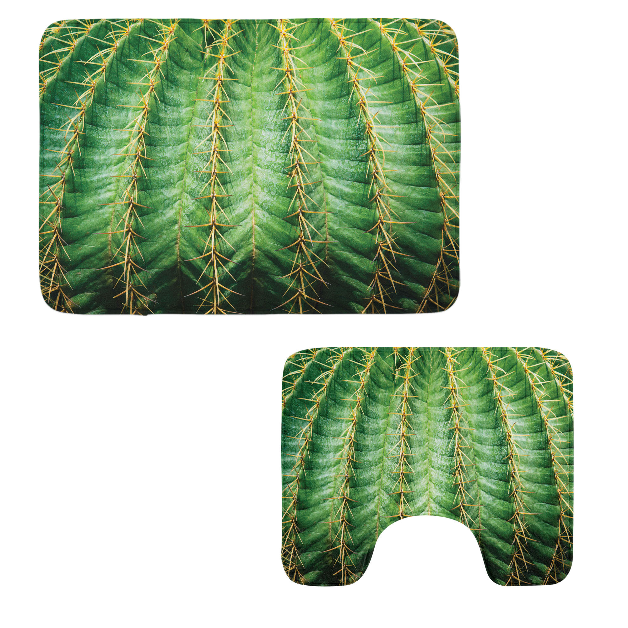 Dakota Fields Cactus Bathroom Rug Set 2 Pieces Rectangle & Contour Mats ...