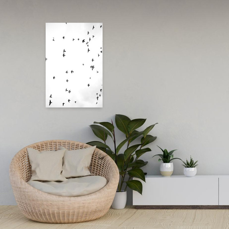 Art contemporain abstrait, minimaliste, oiseau, mouche, nature, faune, H 24 po x l 16 po
