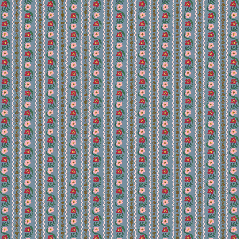 Tête de lit Mayfair en ardoise Delphine, Simple, Motif floral bleu