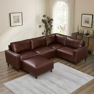 Canapé modulaire de luxe en cuir de polyuréthane de qualité moderne avec revêtement de 5 pièces