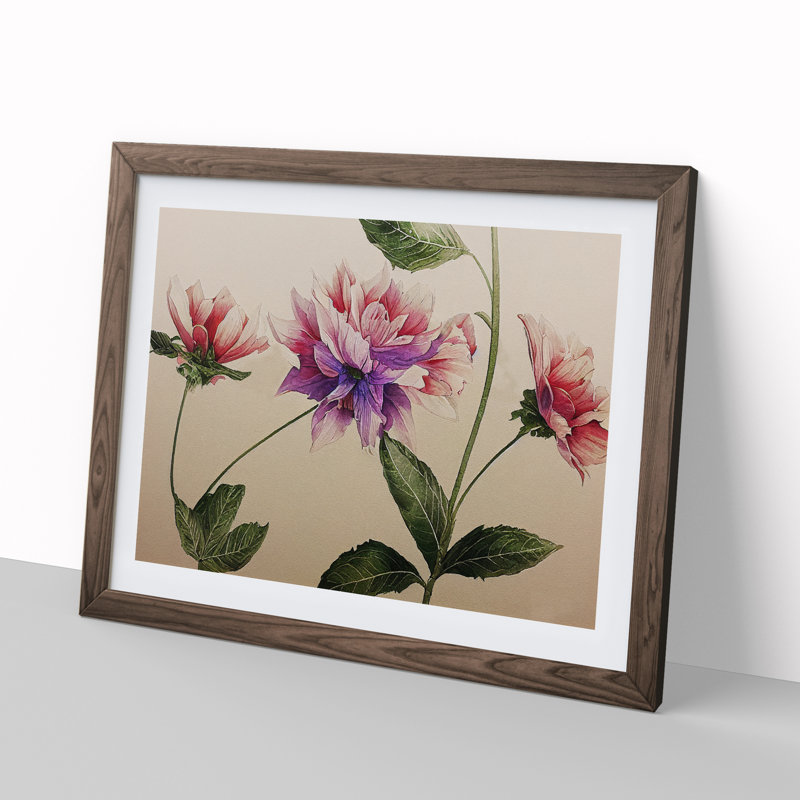 XH1022-9838X Flowers - Single Picture Frame Print, 34cm H x 46cm W x 2cm D, Walnut Framed