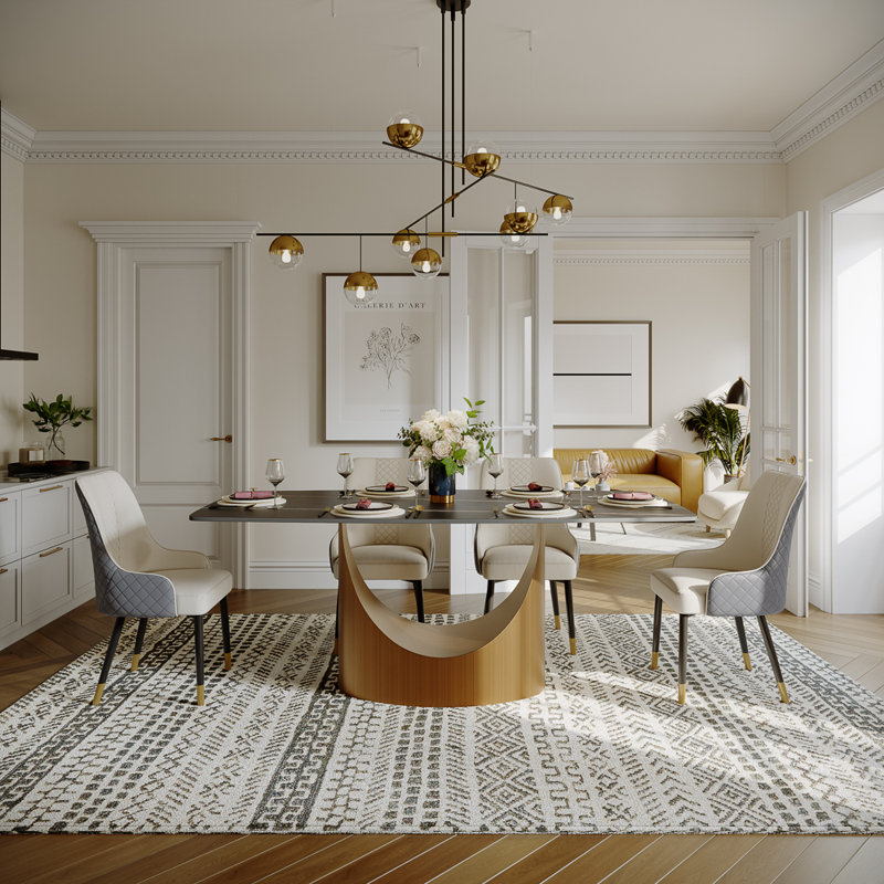 Ensemble de table de salle à manger pour 6 personnes HOBART, Noir, H 30,7 po x L 78,74 po x l 39,37 po, Bronze
