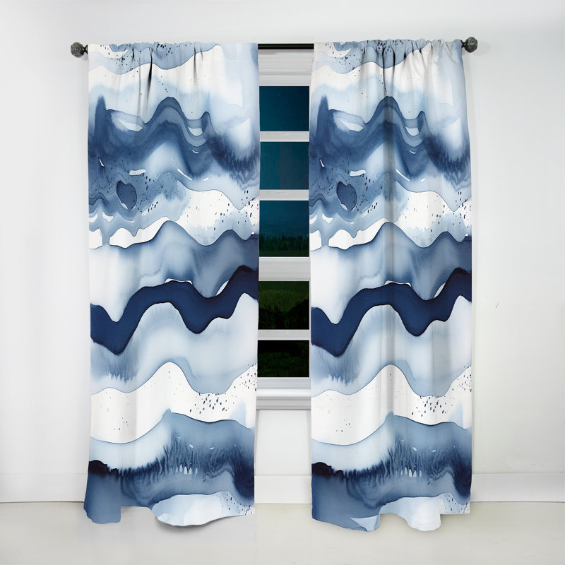 Rideau en velours moderne abstrait Classic Waves III - obscurcissant - 1 panneau, L 52 po x L 90 po