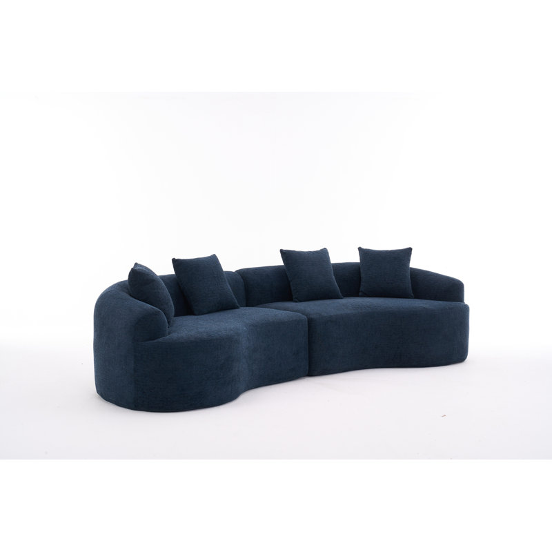 Canapé modulaire incurvé modulaire avec éponge à compression haute densité et revêtement en chenille pour les espaces de vie compacts.