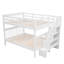Lit superposé blanc pour escalier pour chambre à coucher, garde-corps de rangement et garde-corps, construction solide, escalier fonctionnel, lit divan-lit pour chambre à coucher, blanc, espace, pieds robustes, boîte à ressorts non requise