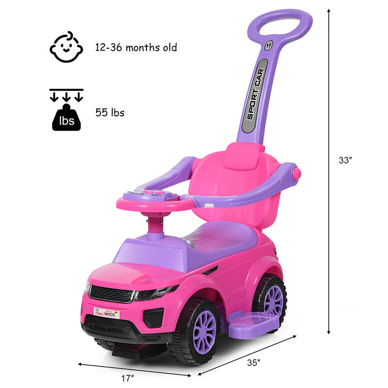 Costway Push/Pull Ride On, Pink/Purple