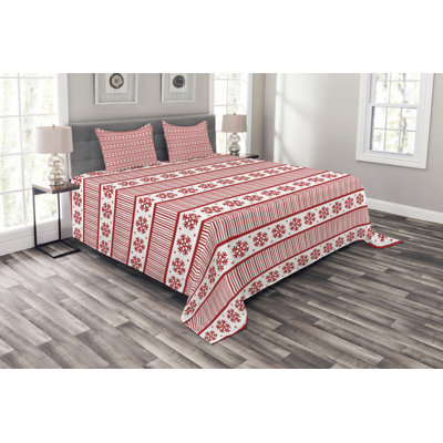 White/Red 100% Microfibre Bedspread